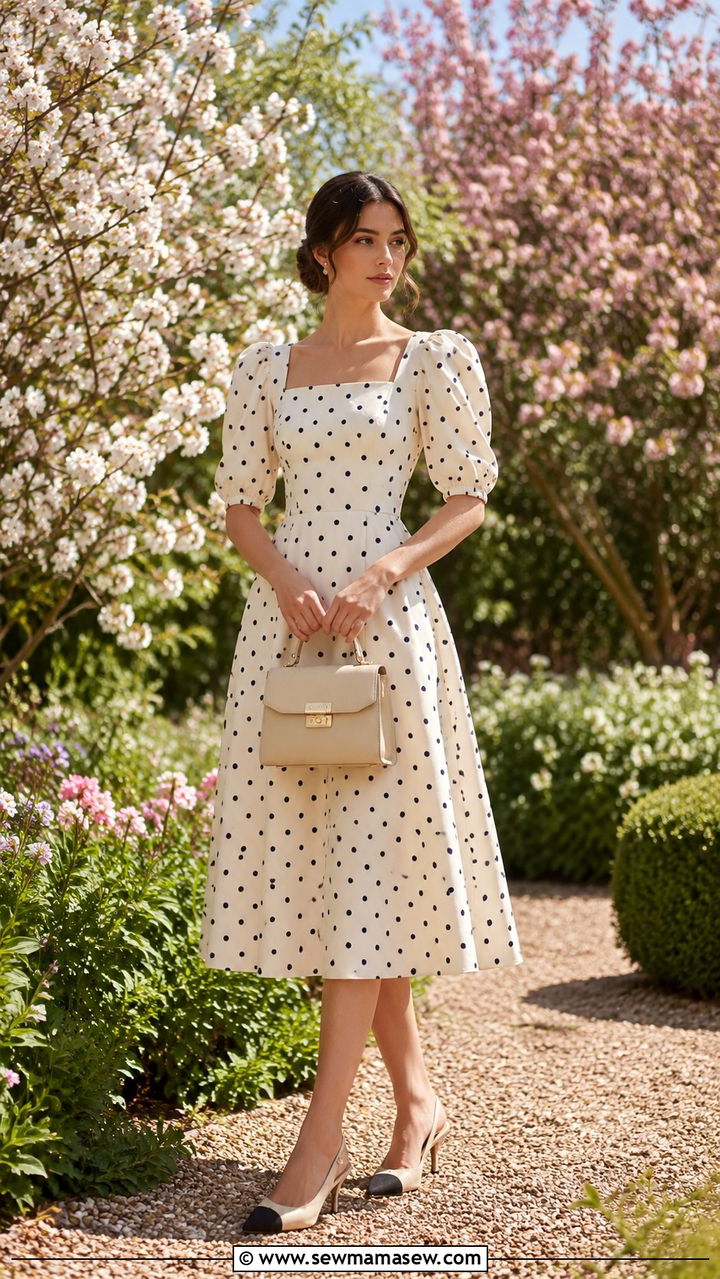 Polka Dot Midi Dress with Slingback Pumps - 25 2026 fashion trends women classy