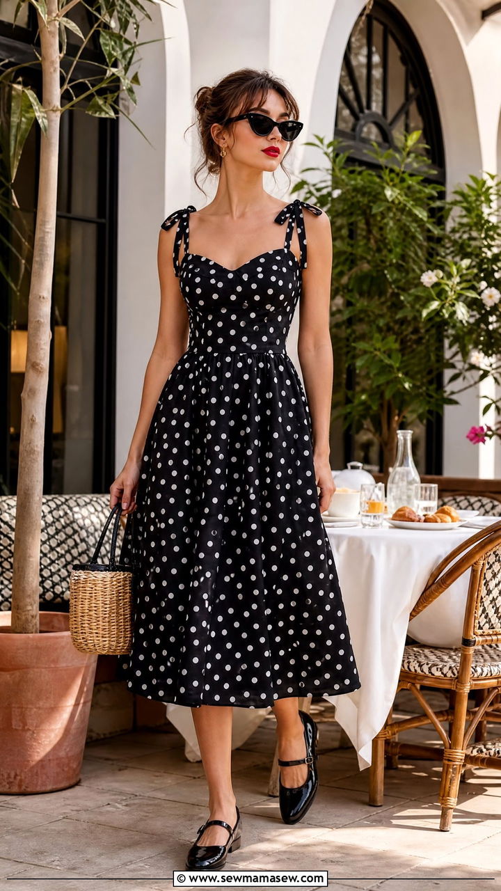 Polka Dot Sundress With Mary Janes - 25 Brunch outfit ideas with a sundress