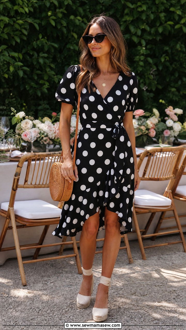 Polka dot dress with espadrilles - 30 Summer outfits with espadrilles