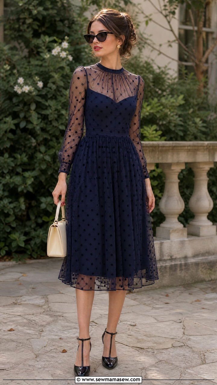 Polka dot sheer dress vintage outfit - 40 Sheer dress outfit ideas