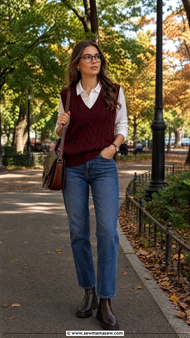 Polo Shirt Layered Under a Sweater Vest Outfit - 25 How to style a polo shirt