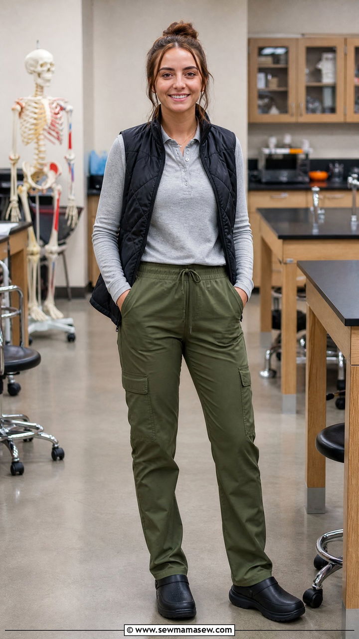 Polo Shirt With Cargo Scrub Pants - 30 Medical student outfit ideas