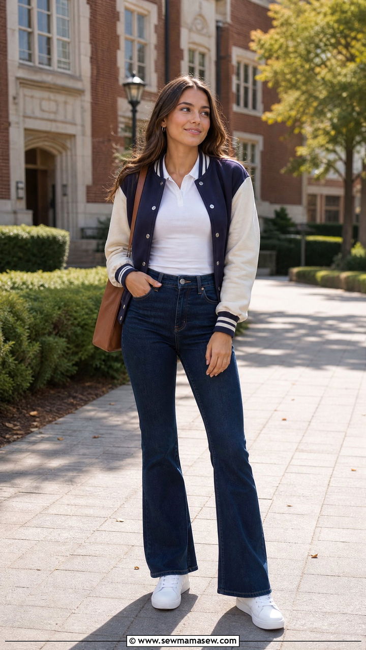 Polo Shirt With Flare Jeans And White Sneakers - 25 Flare jeans outfit ideas with white sneakers