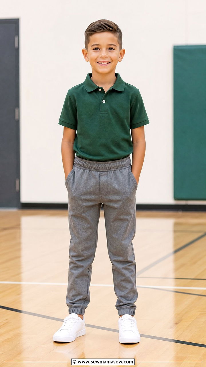 Polo Shirt With Joggers And Sneakers - 30 Elementary school picture day outfit ideas