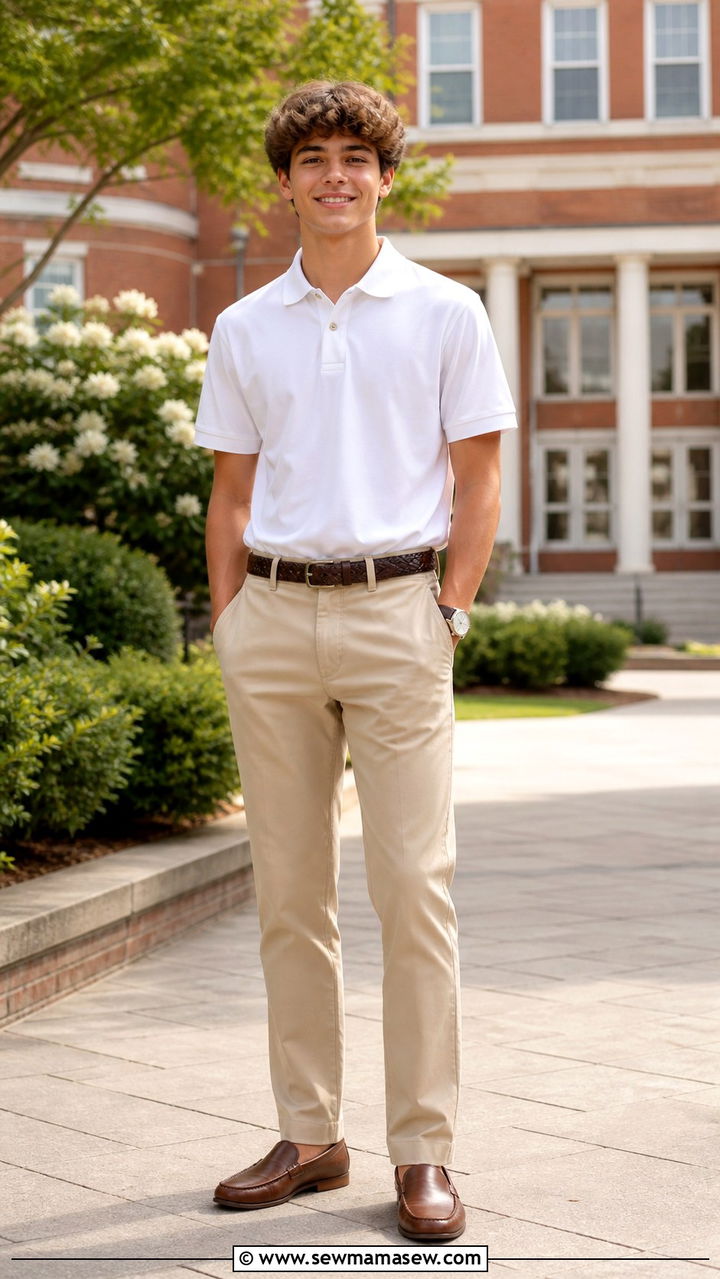Polo Shirt With Khaki Pants And Loafers - 20 8th grade graduation outfit ideas