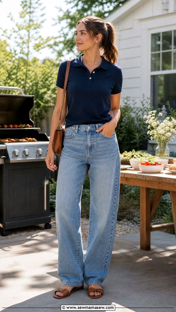 Polo Shirt and Baggy Jeans - 30 Summer BBQ outfits