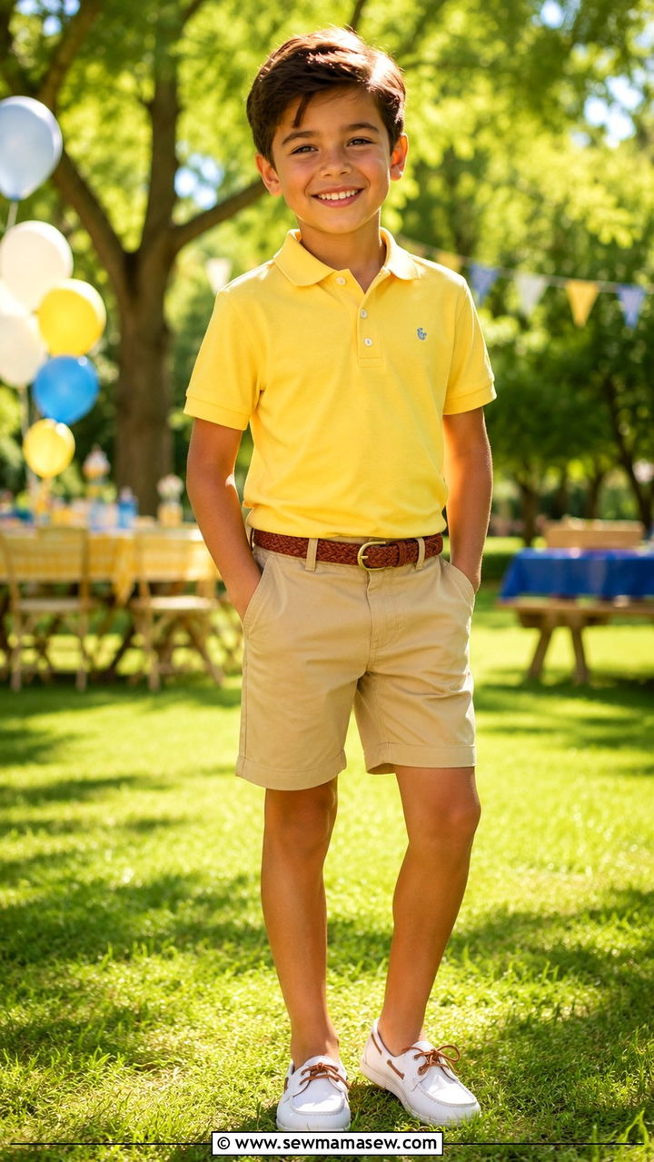 Polo Shirt and Chino Shorts Birthday Outfit for Boy - 30 Kids birthday outfit ideas