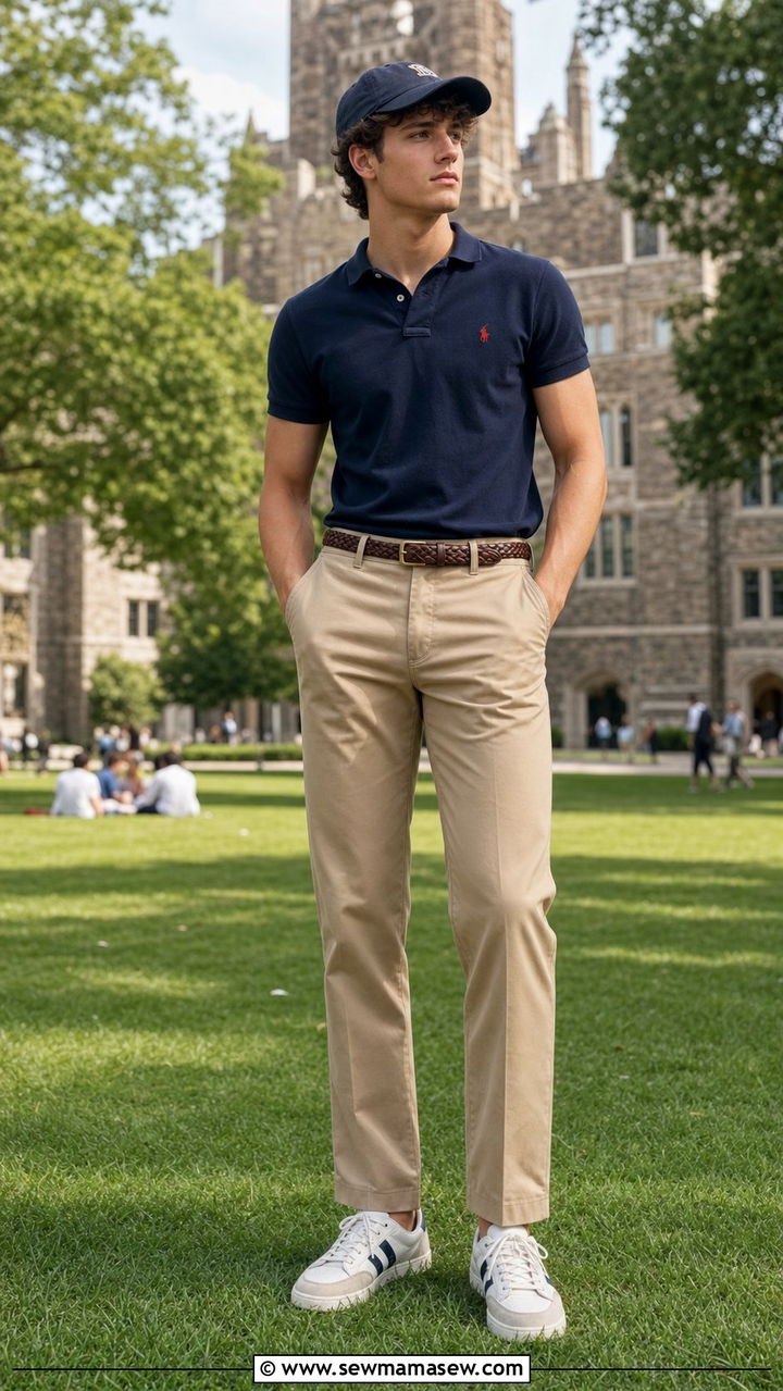 Polo Shirt and Chinos Outfit - 35 Back to school outfit ideas college freshman