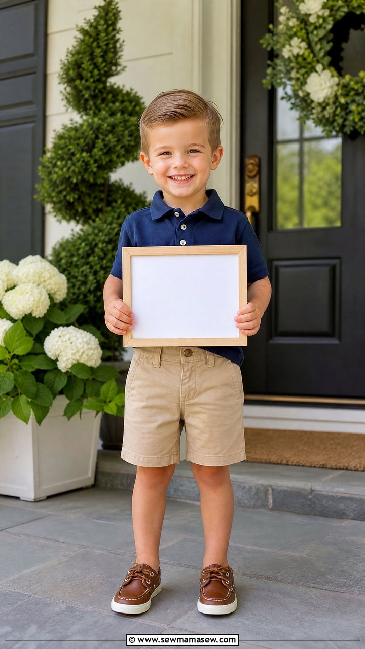Polo Shirt with Chino Shorts and Boat Shoes - 25 First day of preschool outfit ideas