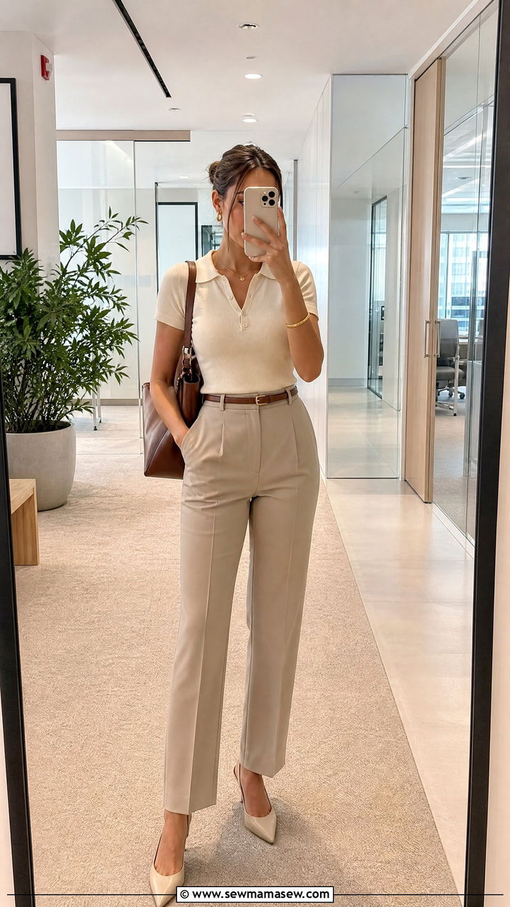 Polo Shirt with Tailored Trousers Outfit - 25 How to style a polo shirt