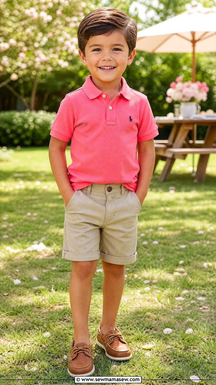 Polo shirt cuffed shorts preschool outfit - 30 Preschool outfit ideas