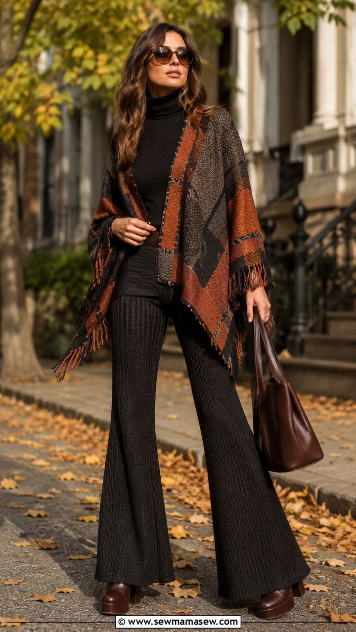 Poncho With Flared Pants Outfit - 25 70s outfit ideas 2026