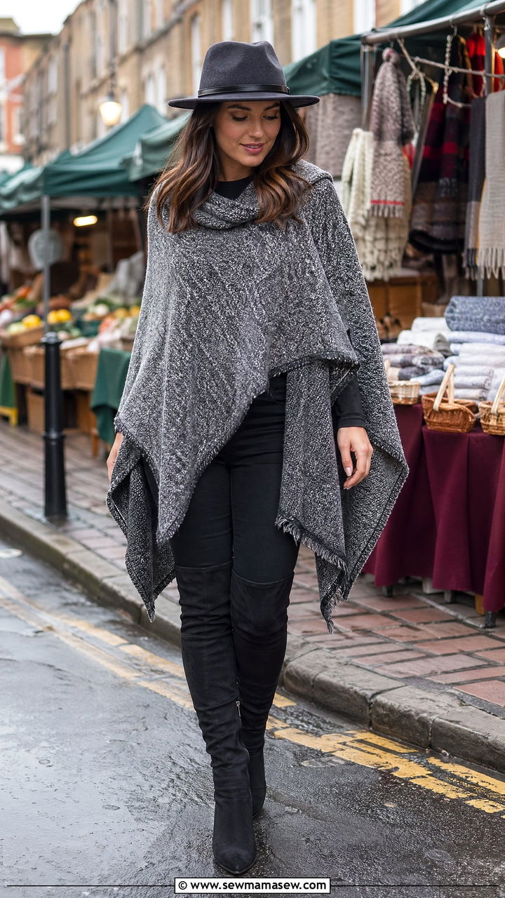 Poncho and skinny jeans Dublin outfit - 35 Dublin outfit ideas