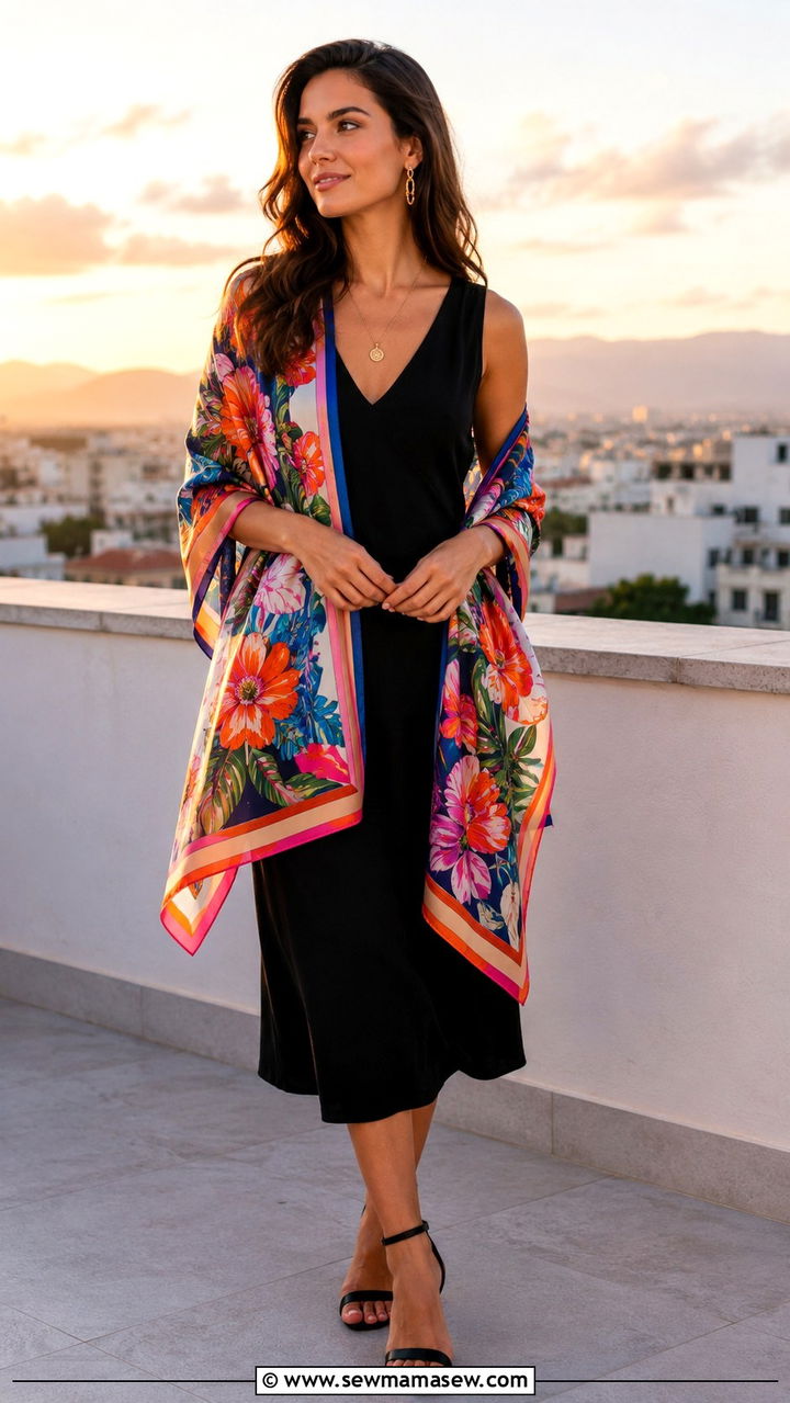 Poncho cape with jeans and a button down shirt outfit - 20 Summer outfits for 55 degree weather