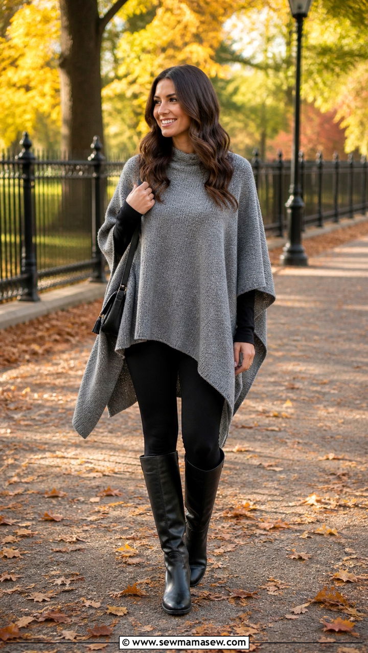 Poncho with skinny jeans and ankle boots - 40 Poncho outfit ideas