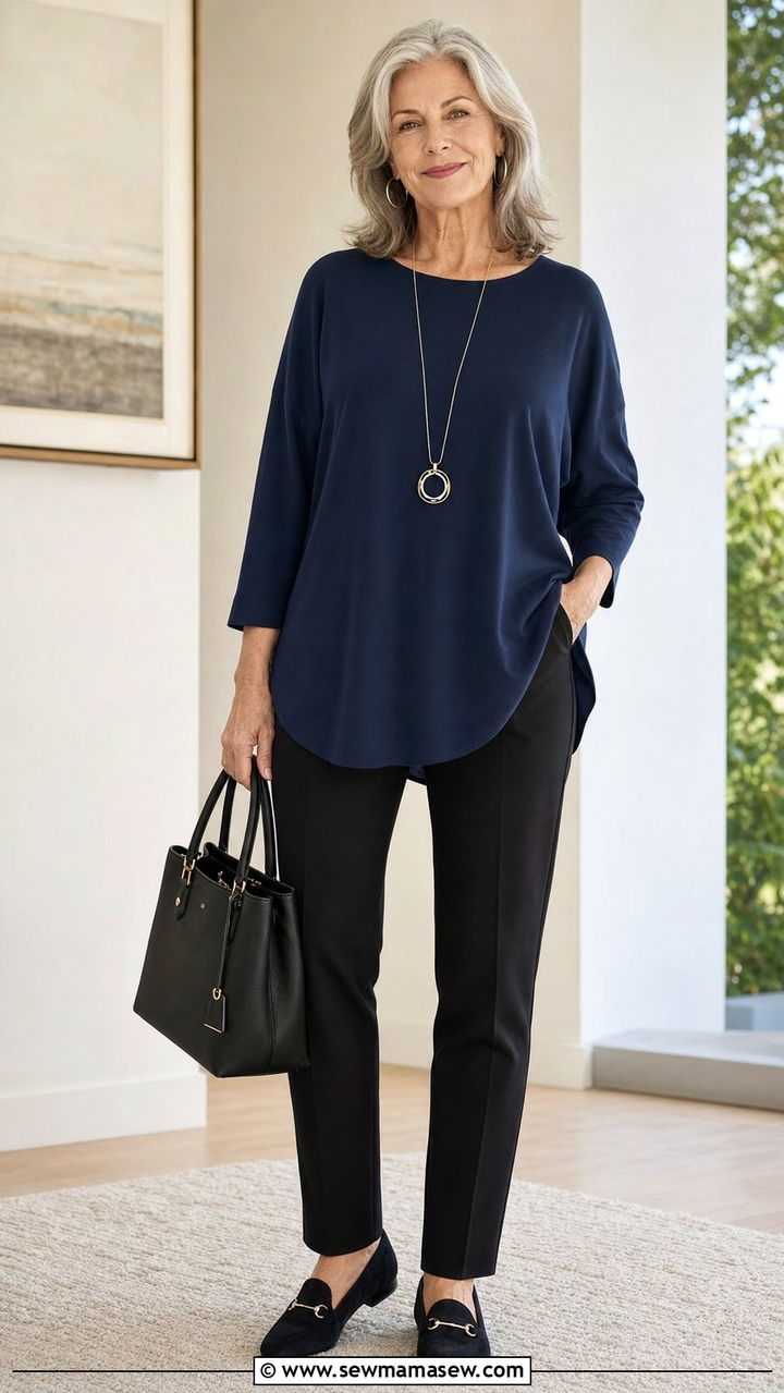 Ponte Pants With a Relaxed Tunic Top - 25 Elevated casual outfit ideas for women over 60