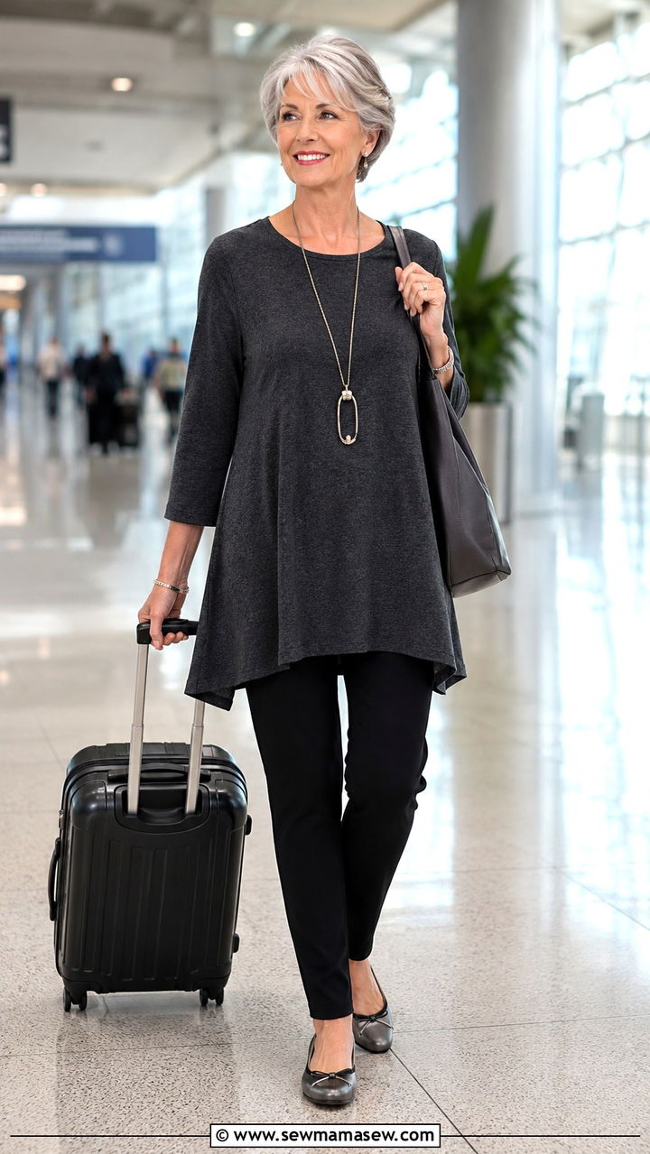 Ponte Pants with Longline Tunic Outfit - 30 Chic outfit ideas for women over 60