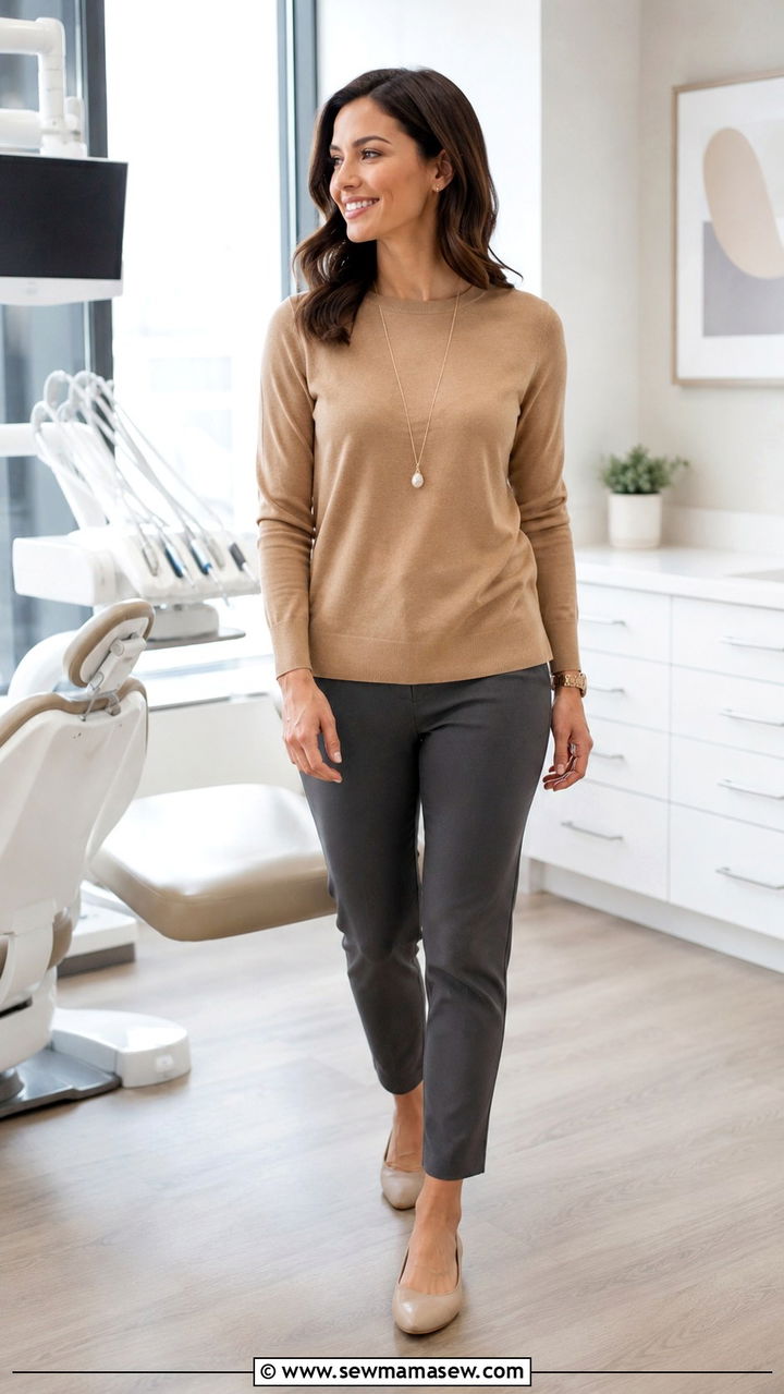 Ponte pants and knit top outfit - 30 Dental hygienist outfit ideas