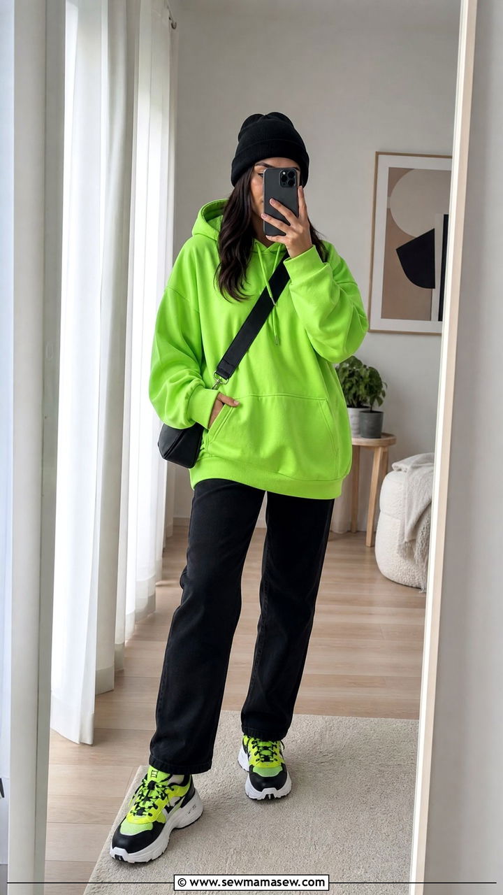 Pop Of Color Hoodie With Dark Denim And Statement Kicks - 30 streetwear outfits ideas