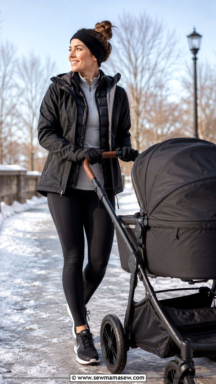Postpartum Winter Layered Workout Outfit - 25 Postpartum workout outfit ideas
