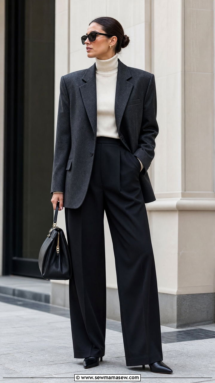 Power Blazer and Wide Leg Trousers Outfit - 30 Fashion trends 2026 outfits