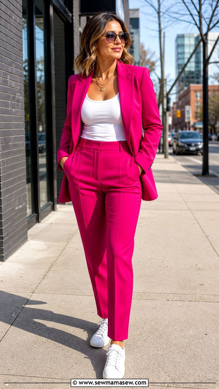 Power Suit With Sneakers - 40 Birthday outfit ideas