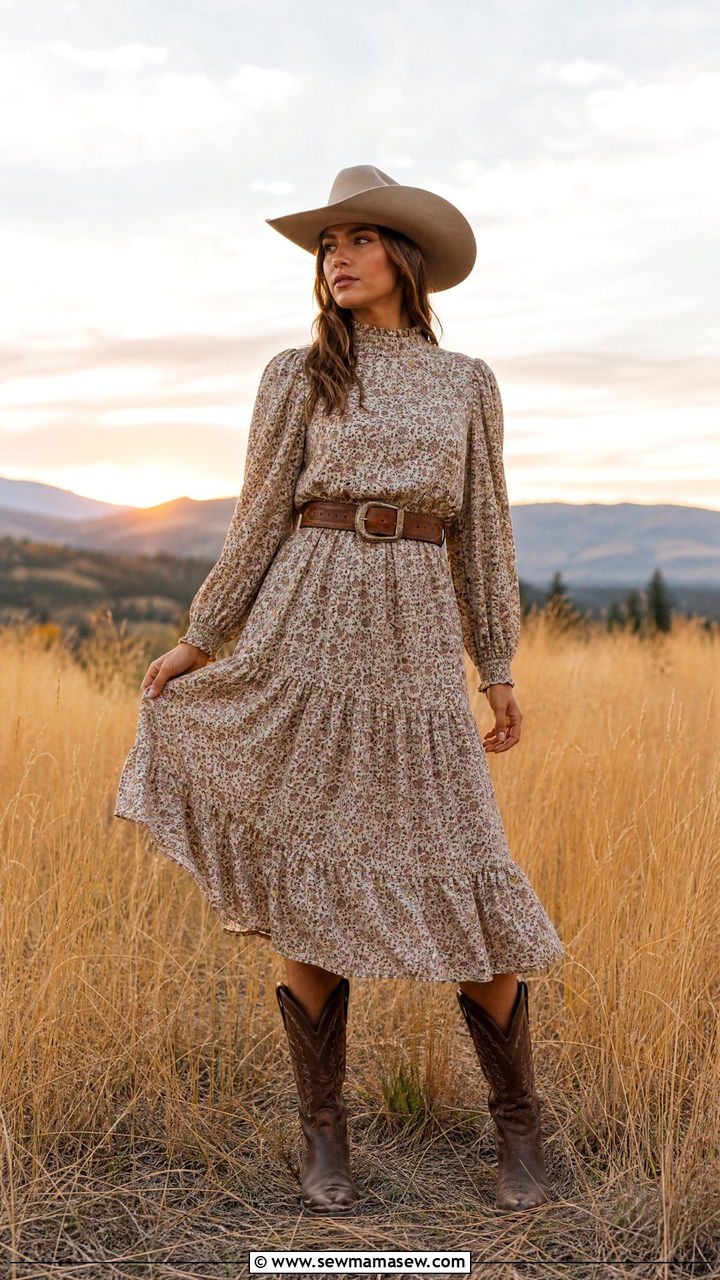 Prairie Dress With Cowboy Boots Countryside - 30 Summer countryside outfits