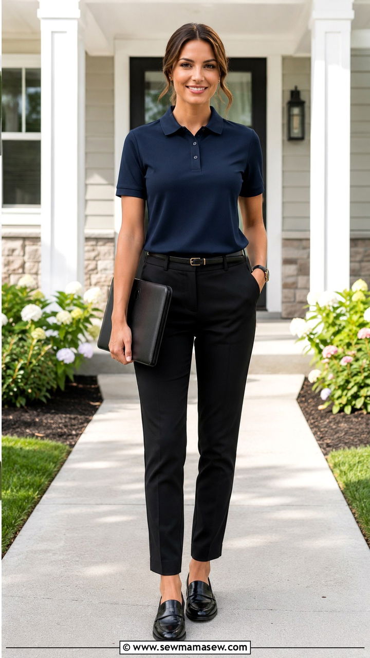 Premium polo with tailored trousers - 30 Interview outfit ideas for nurses