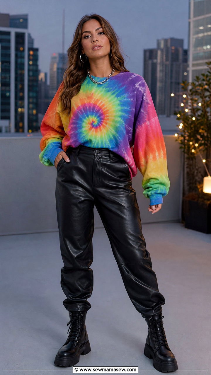 Pride Sweatshirt and Leather Pants Outfit - 25 June Pride outfit ideas
