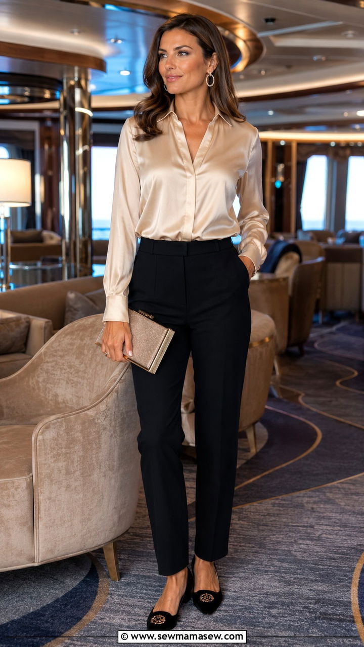 Princess Cruise Silk Blouse Outfit - 30 Princess cruise outfit ideas