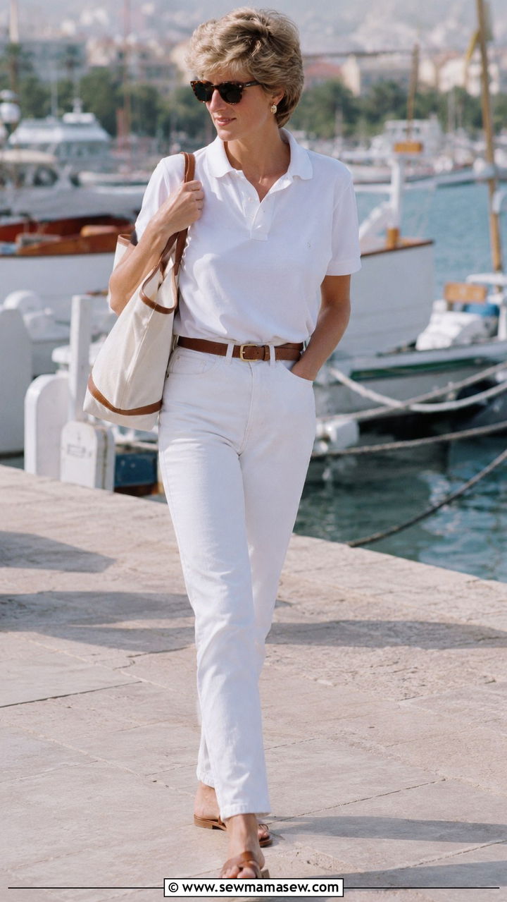 Princess Diana old money polo shirt white jeans - 20 Old money outfit ideas Princess Diana