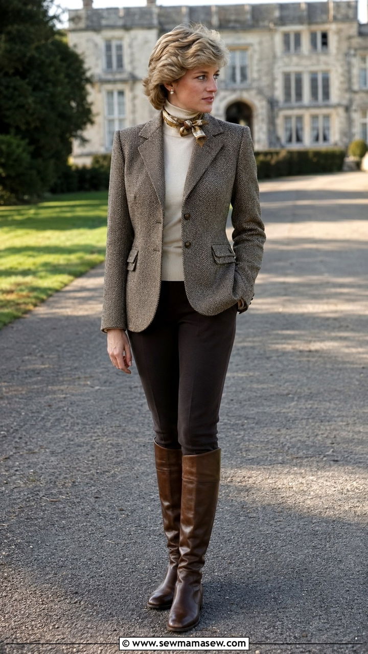 Princess Diana old money tweed riding jacket outfit - 20 Old money outfit ideas Princess Diana
