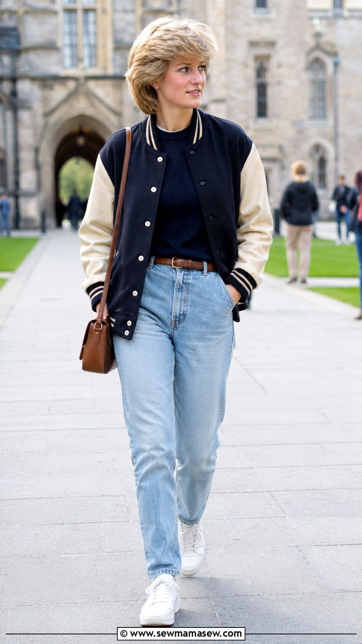 Princess Diana varsity jacket old money look - 20 Old money outfit ideas Princess Diana