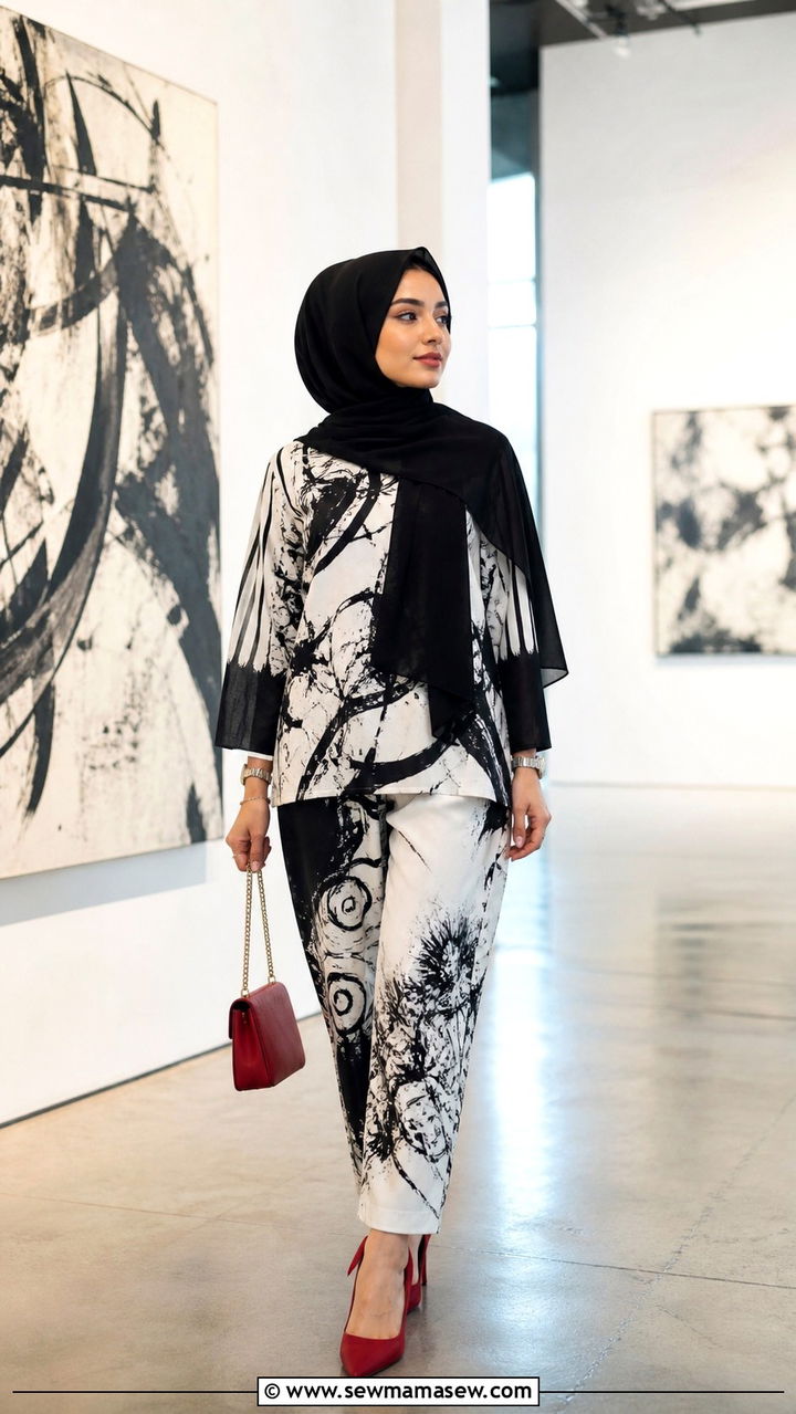 Printed Co Ord Set In Black And White - 40 Eid outfit ideas for women