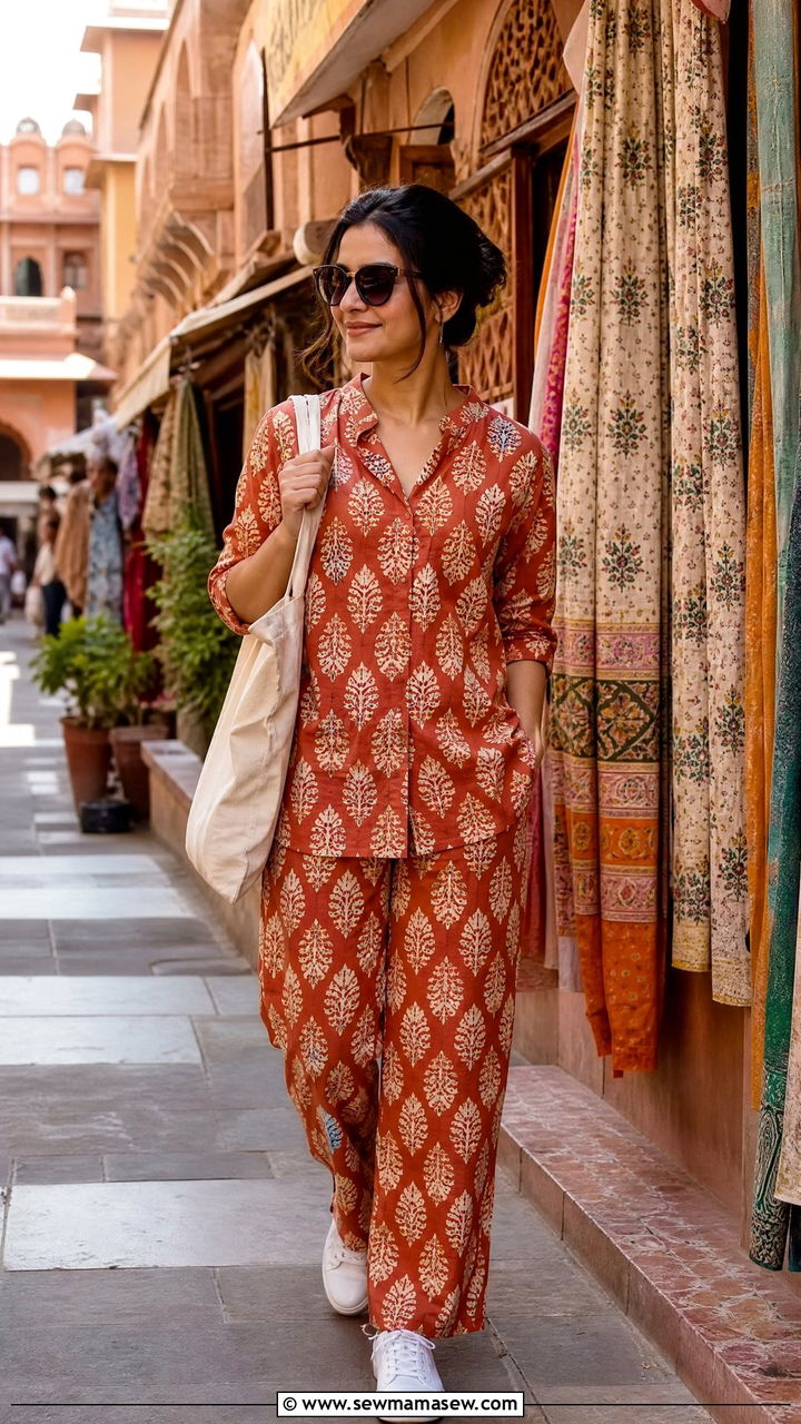 Printed Co Ord Set with Sneakers - 25 Jaipur outfit ideas