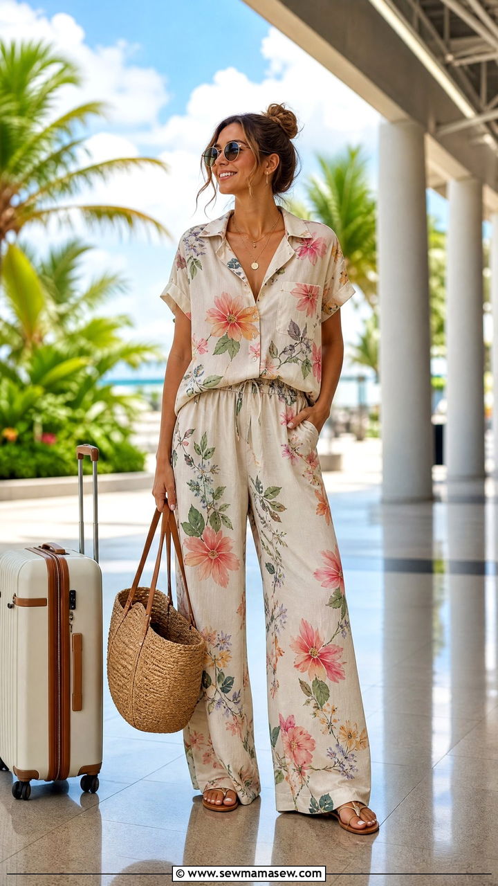 Printed Floral Matching Set Airport - 30 Coord set outfit ideas for airport