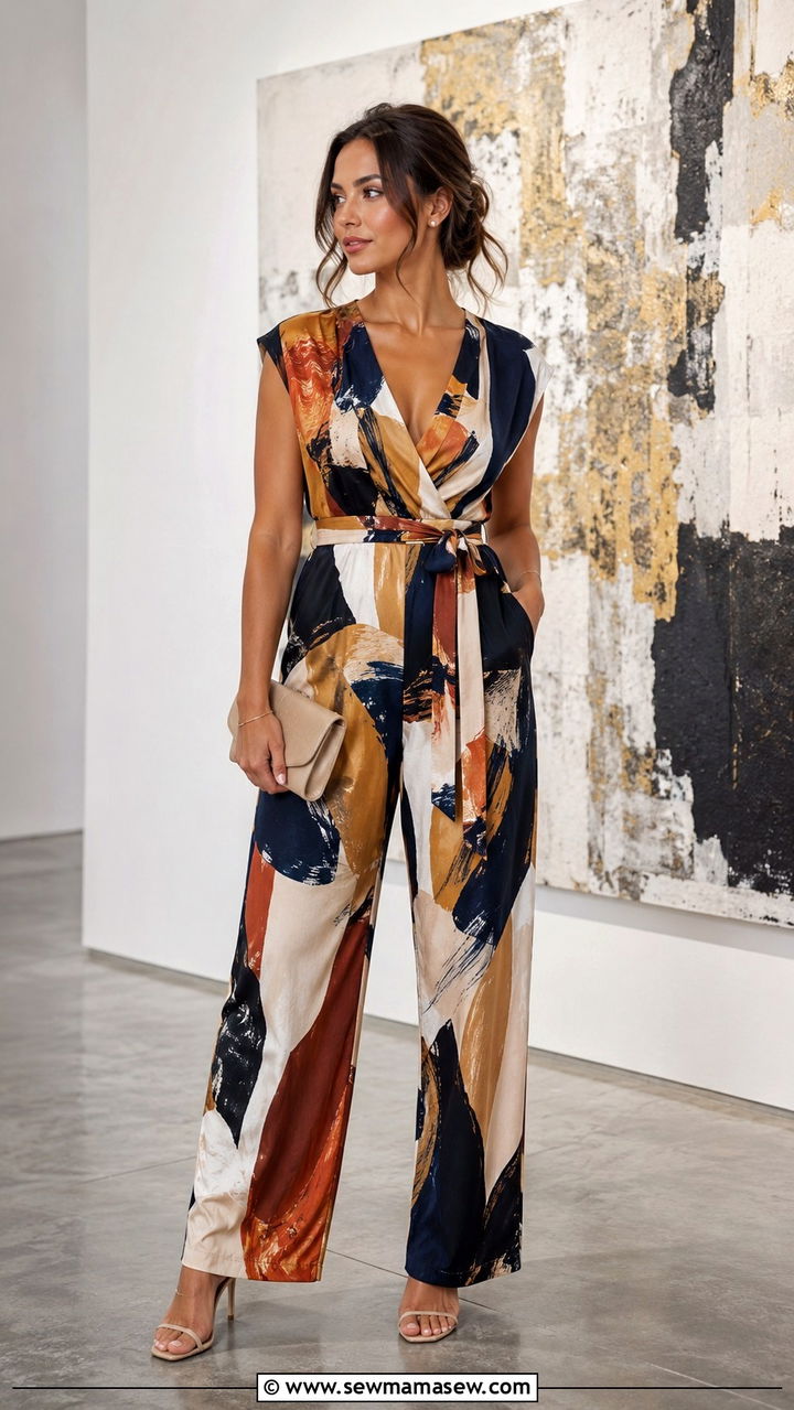 Printed Jumpsuit With Strappy Heels - 30 How to style a jumpsuit in spring