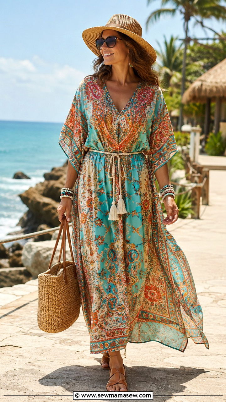 Printed Kaftan Dress Outfit to Hide Belly - 20 Dresses to hide belly fat