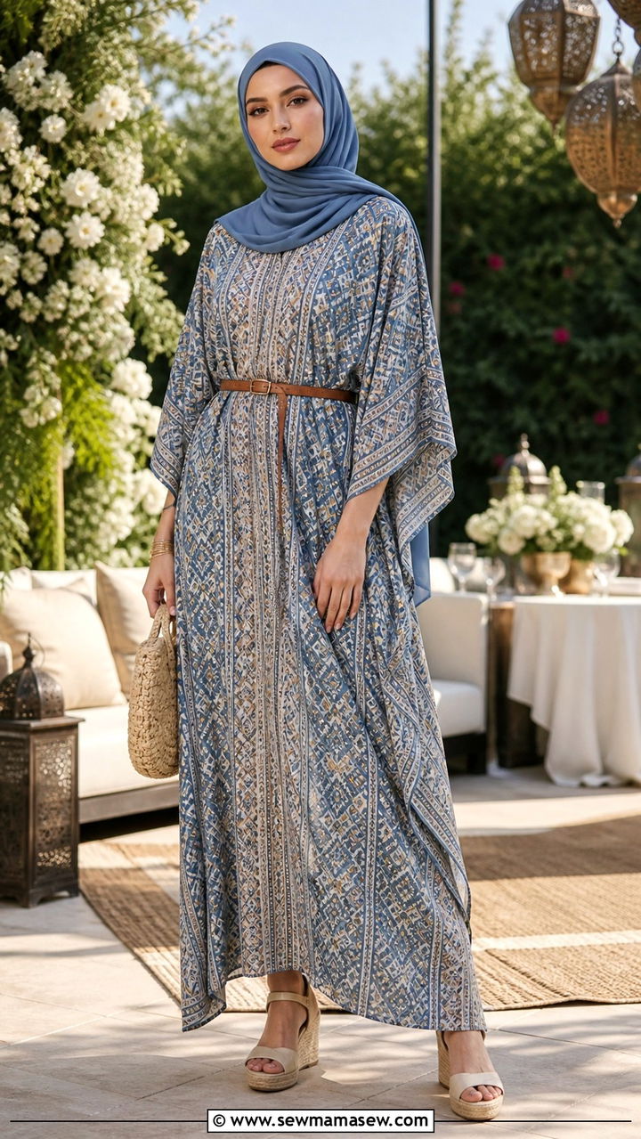Printed Kaftan With Belt Ramadan Outfit - 40 Ramadan outfit ideas