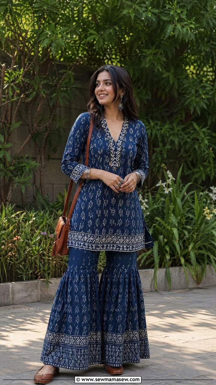 Printed Kurta With Sharara For Diwali - 35 Diwali outfit ideas for women