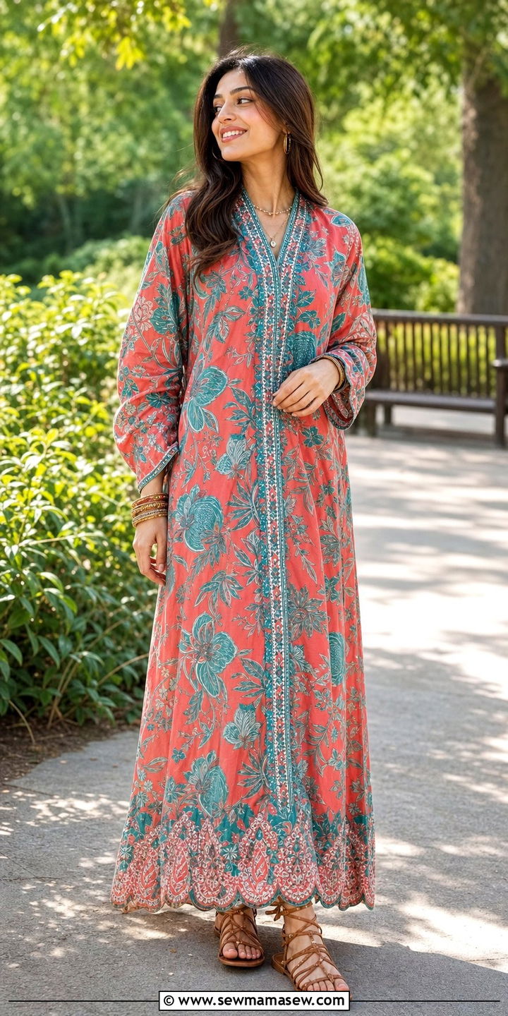 Printed Lawn Maxi with Embroidered Border - 25 Eid outfit ideas Pakistani