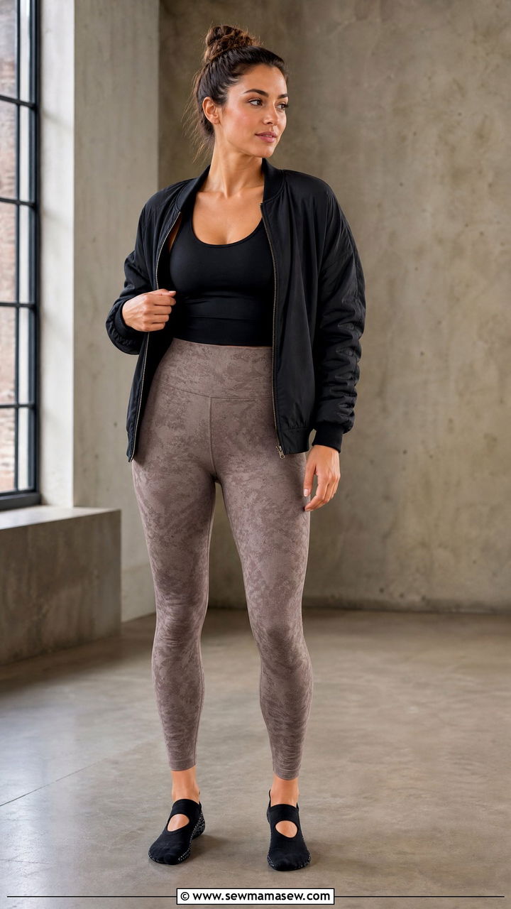 Printed Leggings with Solid Tank - 30 Mat Pilates outfit ideas