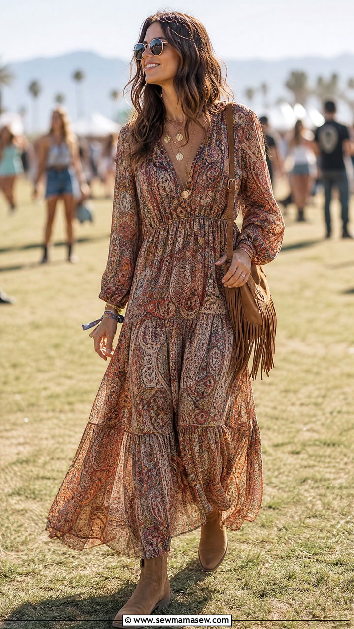 Printed Maxi Dress Boho Outfit - 35 maxi dress outfits ideas