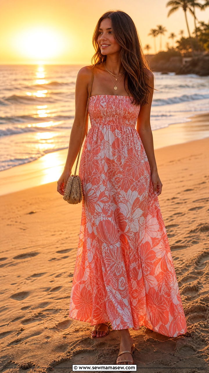 Printed Maxi Dress With Minimal Sandals - 40 Summer outfit inspiration