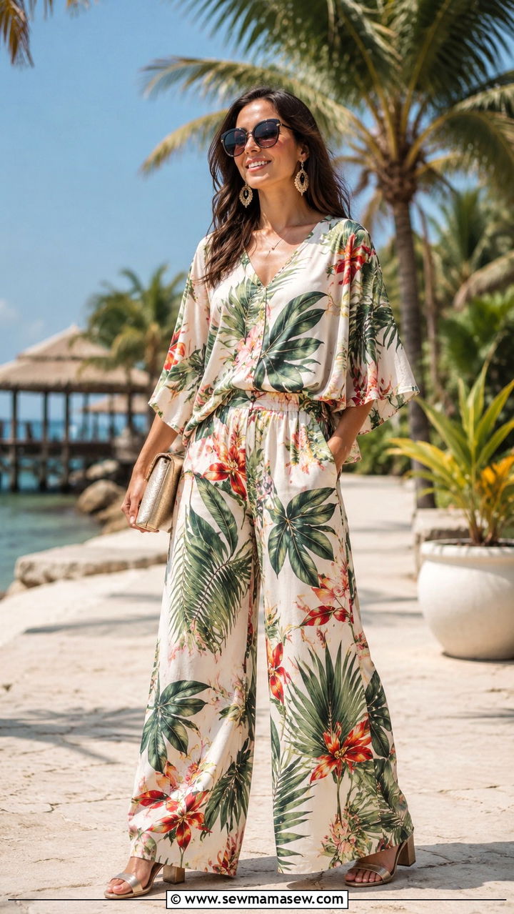 Printed Palazzo Pants Set for Destination Wedding - 25 Wedding guest outfit ideas for sister of the bride