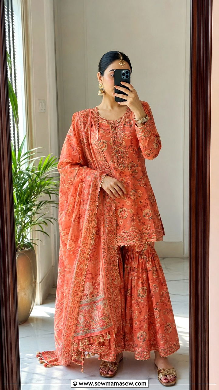 Printed Sharara Set - 20 Modest outfit ideas for Henna night
