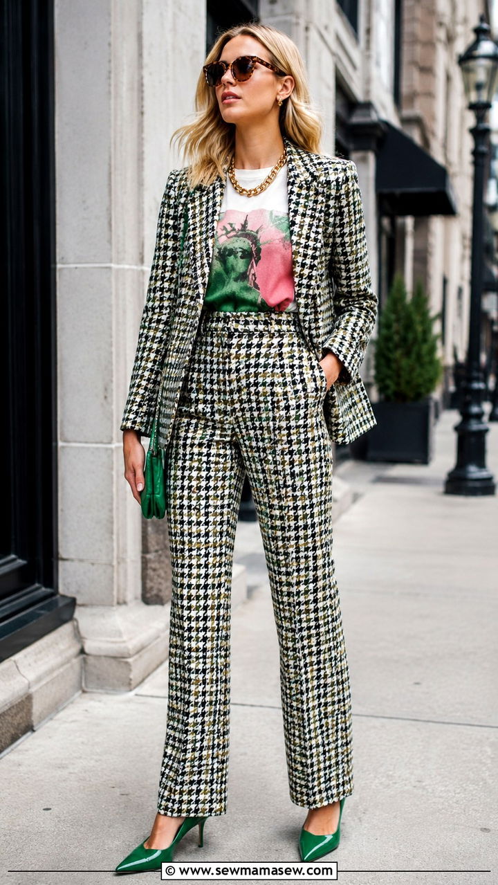 Printed Suit Set With Graphic Tee - 25 maximalist outfits to copy