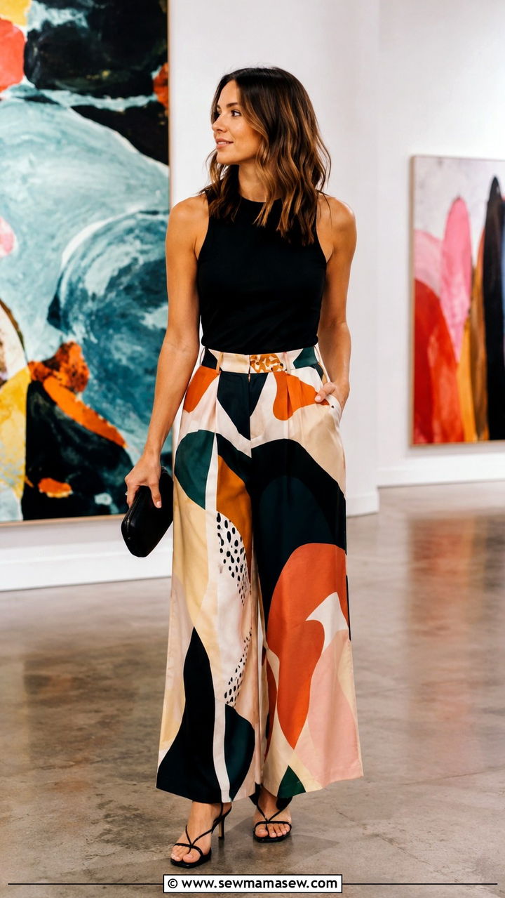 Printed Trouser Statement Outfit - 30 trouser outfit ideas for women