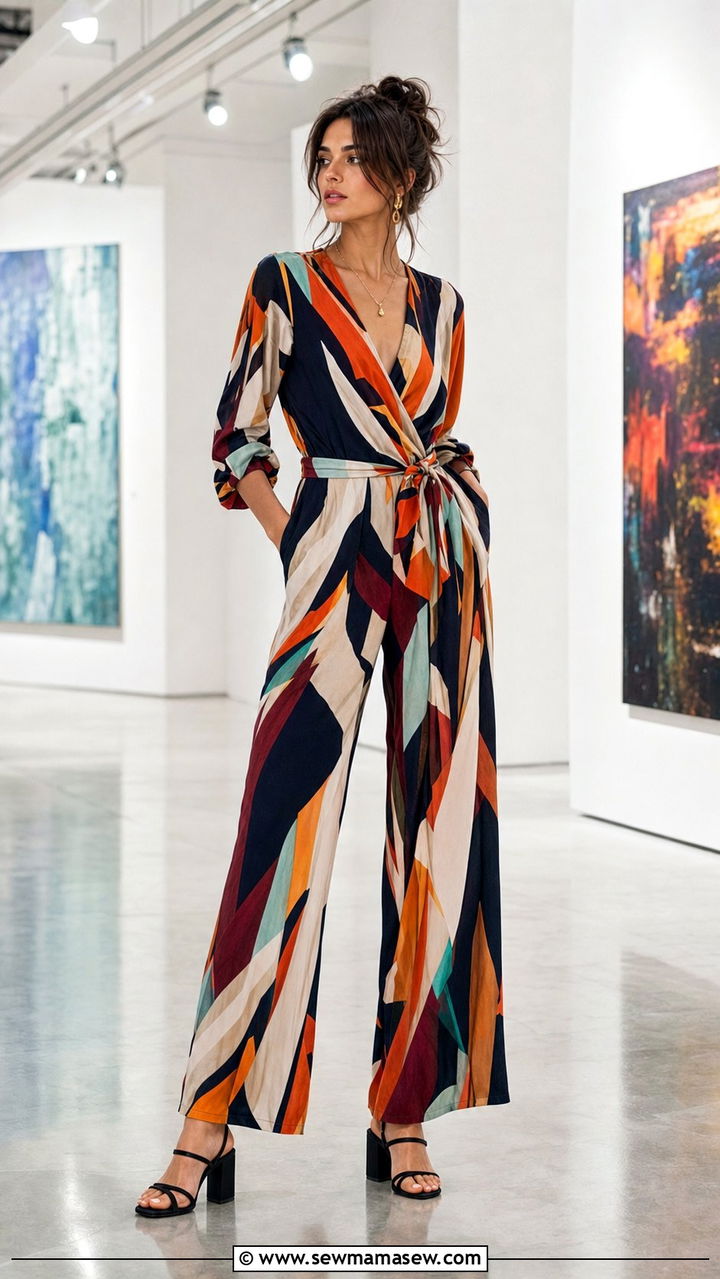 Printed Wide Leg Jumpsuit With Heels Outfit - 25 Cute outfits for skinny women