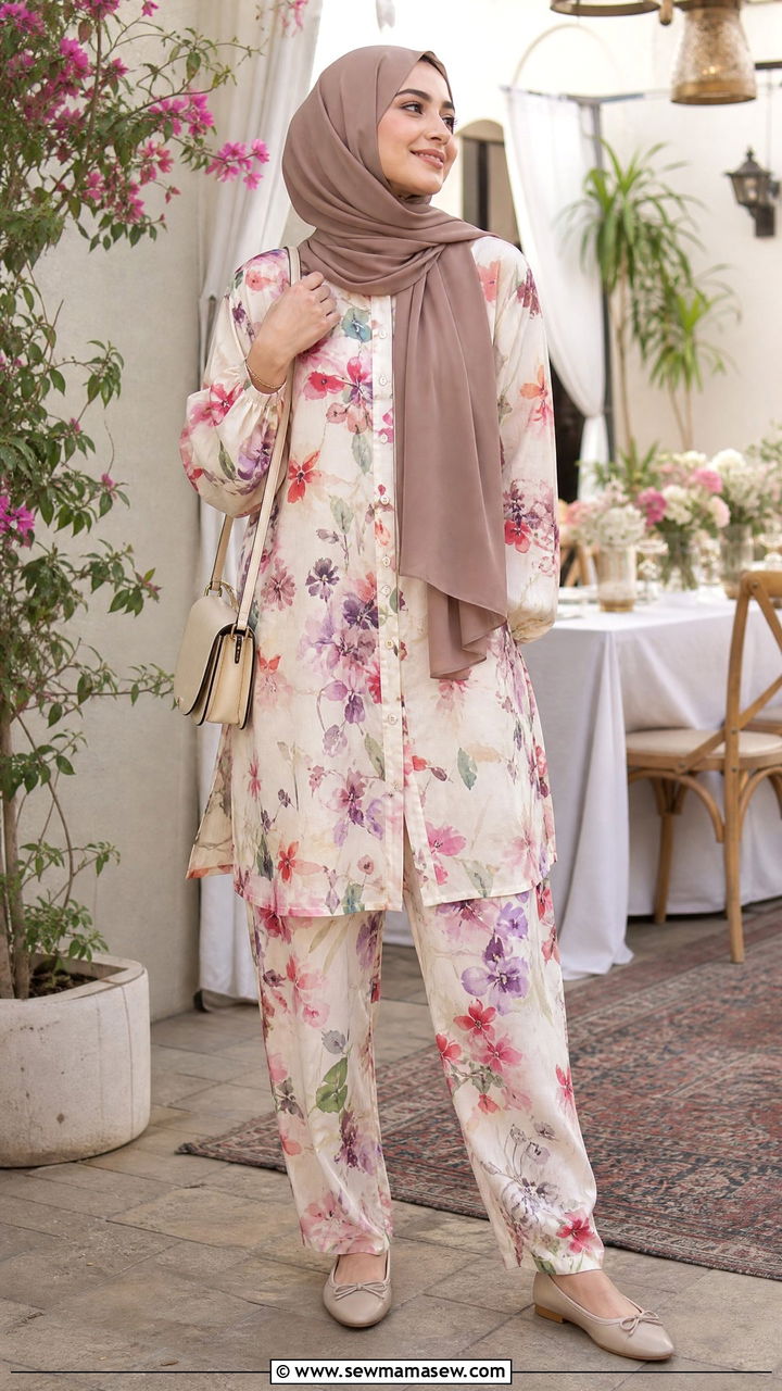 Printed co ord set with loose tailored silhouette - 30 Modest outfit ideas for Eid
